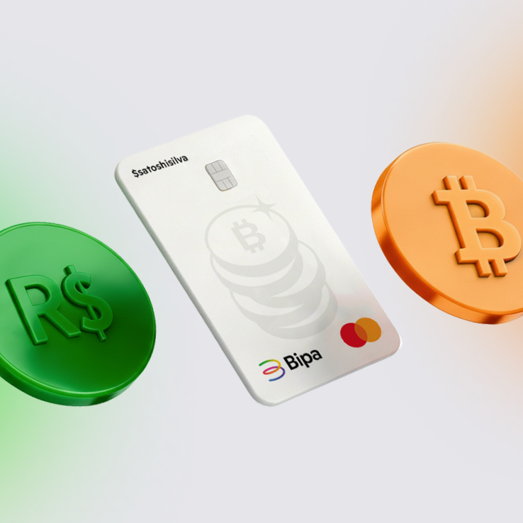 Cartão Bipa Mastercard entre moeda de Real e moeda de Bitcoin — CDI em Bitcoin